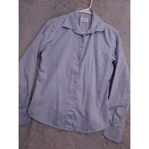 Brioni Shirt Womens Size 42 Button Up Blue Preppy Dress Business Casual Italy